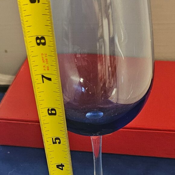 Cobalt Blue Wine Glass w/Clear Stem & Foot, 9.25" Tall/18 oz (1pc) - Picture 2 of 4